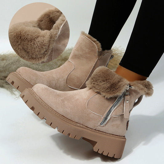 Karen – Thick Plush Snow Boots in Premium Vegan Suede with Non-Slip Sole