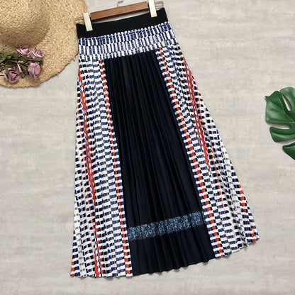 Tara – Bohemian Pleated Skirt with Check Pattern