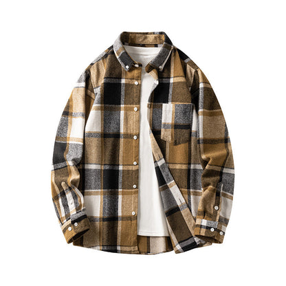 Leonard – Long-Sleeve Men's Flannel Shirt with Check Pattern