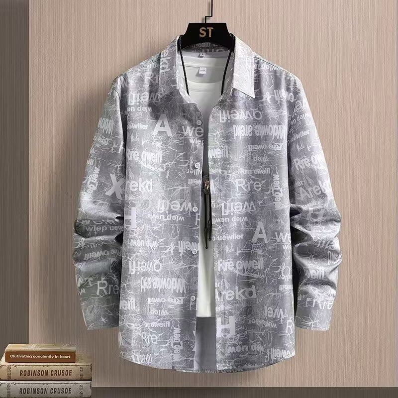 Mark – Long Sleeve Men's Shirt with Trendy Print