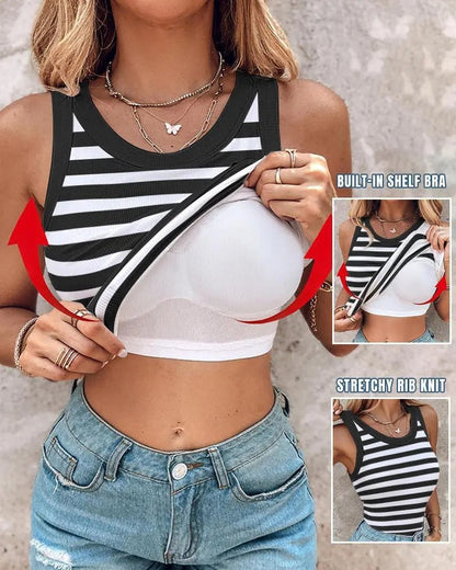 Tanya – Sleek Striped Tank Top with Bralette