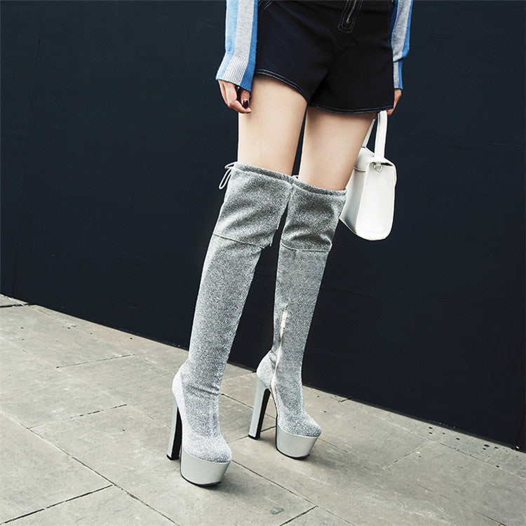 Jessica – Sexy Glitter Ankle Boots with Platform