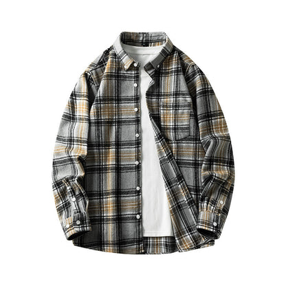 Leonard – Long-Sleeve Men's Flannel Shirt with Check Pattern