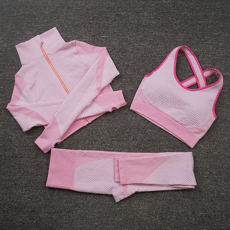 Caroline – Three-Piece Stretch Yoga Fitness Suit