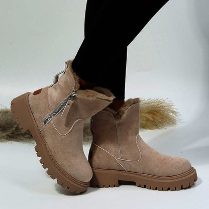 Karen – Thick Plush Snow Boots in Premium Vegan Suede with Non-Slip Sole