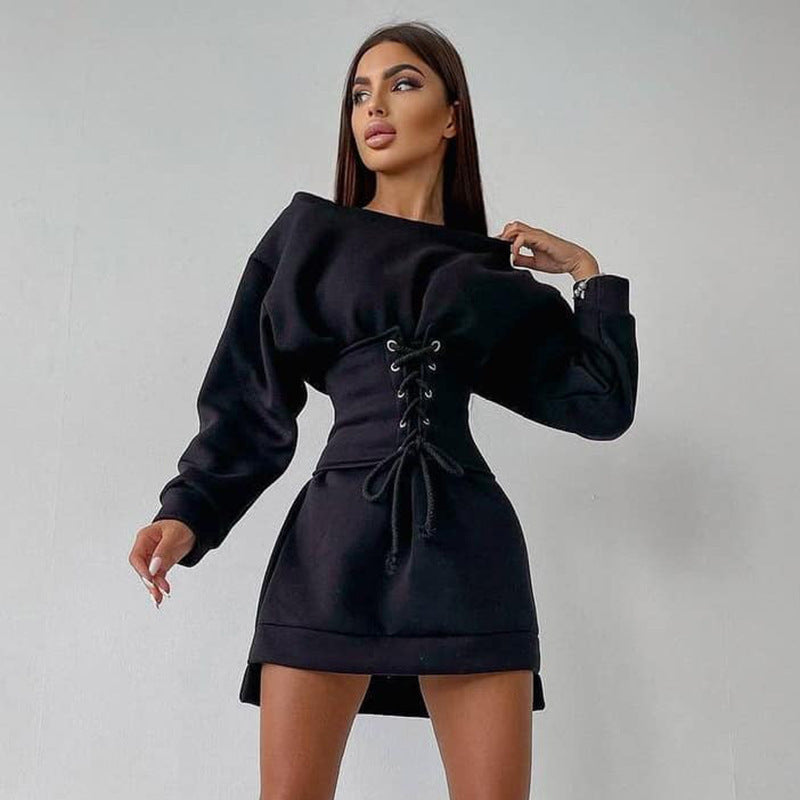 Christina – Long Sleeve Tunic Dress with Lacing