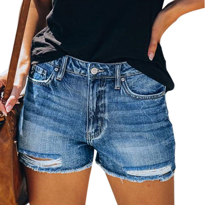 Ann – Summer Denim Shorts with Fringe for Women