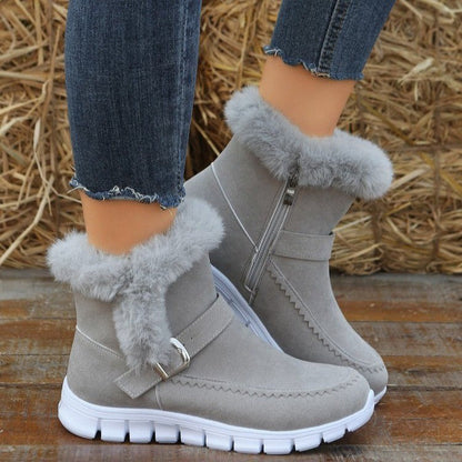 Catherine – Thick Winter Boots with Buckle Design