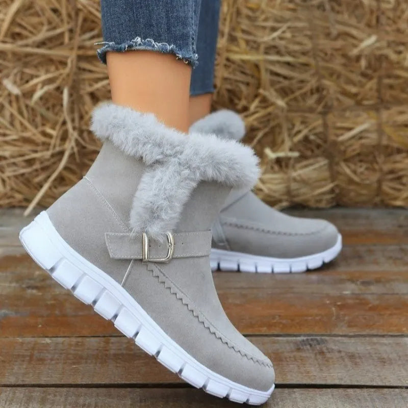 Catherine – Thick Winter Boots with Buckle Design