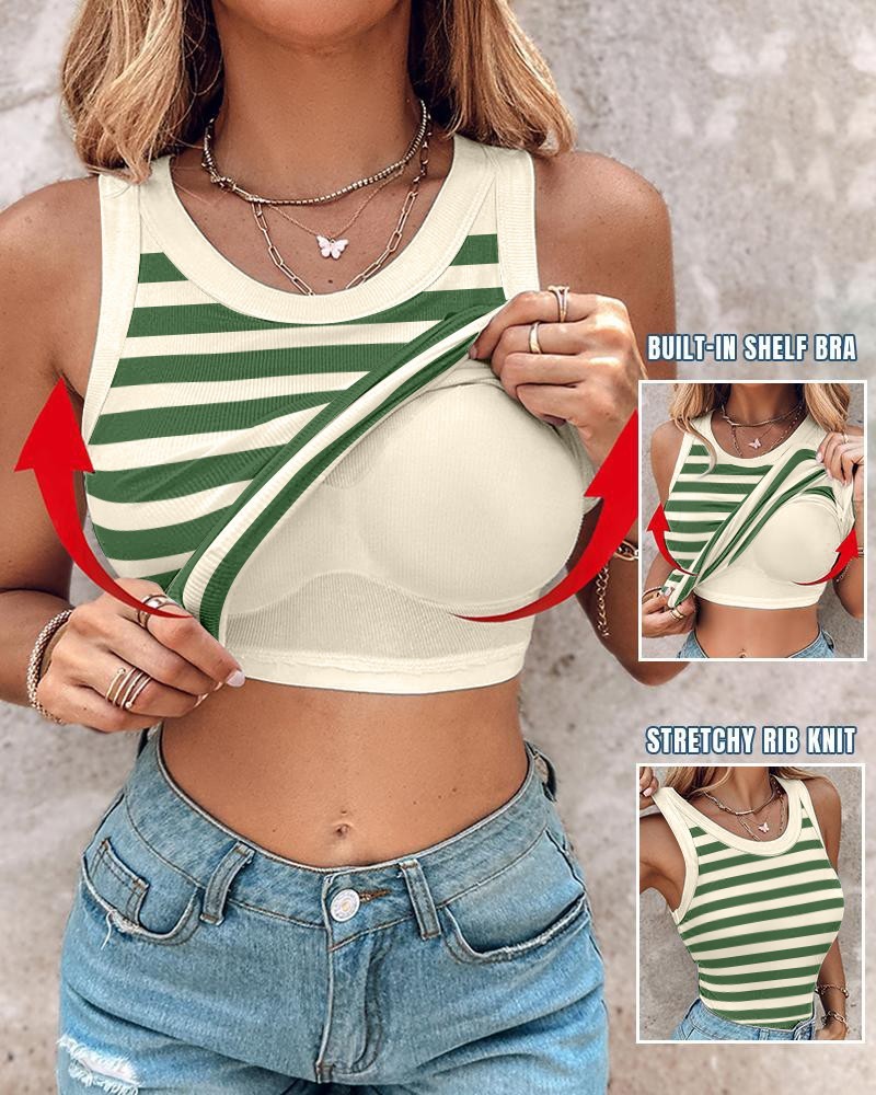 Tanya – Sleek Striped Tank Top with Bralette