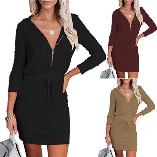 Robyn – Hooded Tunic Dress with Zipper