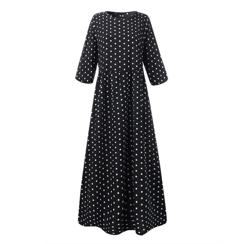 Judith – Elegant Polka Dot Mid-Sleeve Women's Tunic Dress