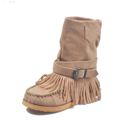 Victoria – Fashionable Women's Boots with Fringe and Buckle